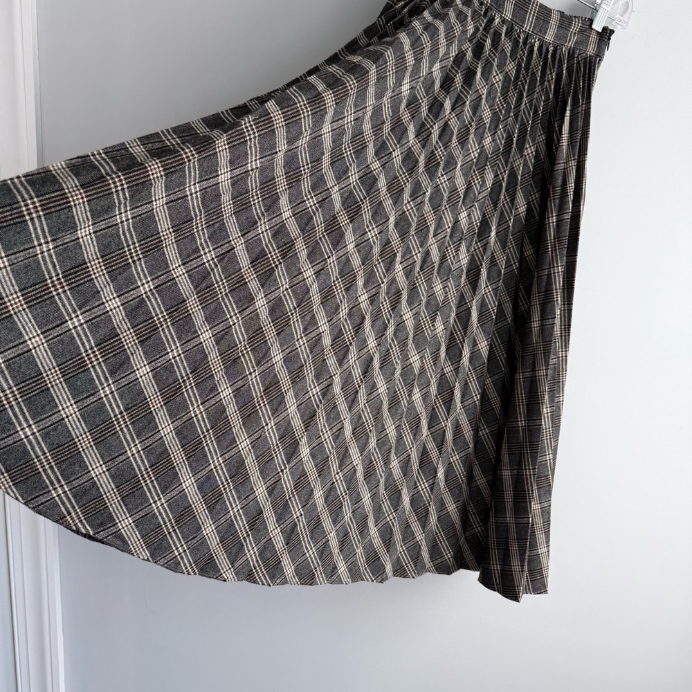 The Row Plaid Wool A-Line Midi Skirt S High Waist Pleated Quiet Luxury Academia - Picture 10 of 16